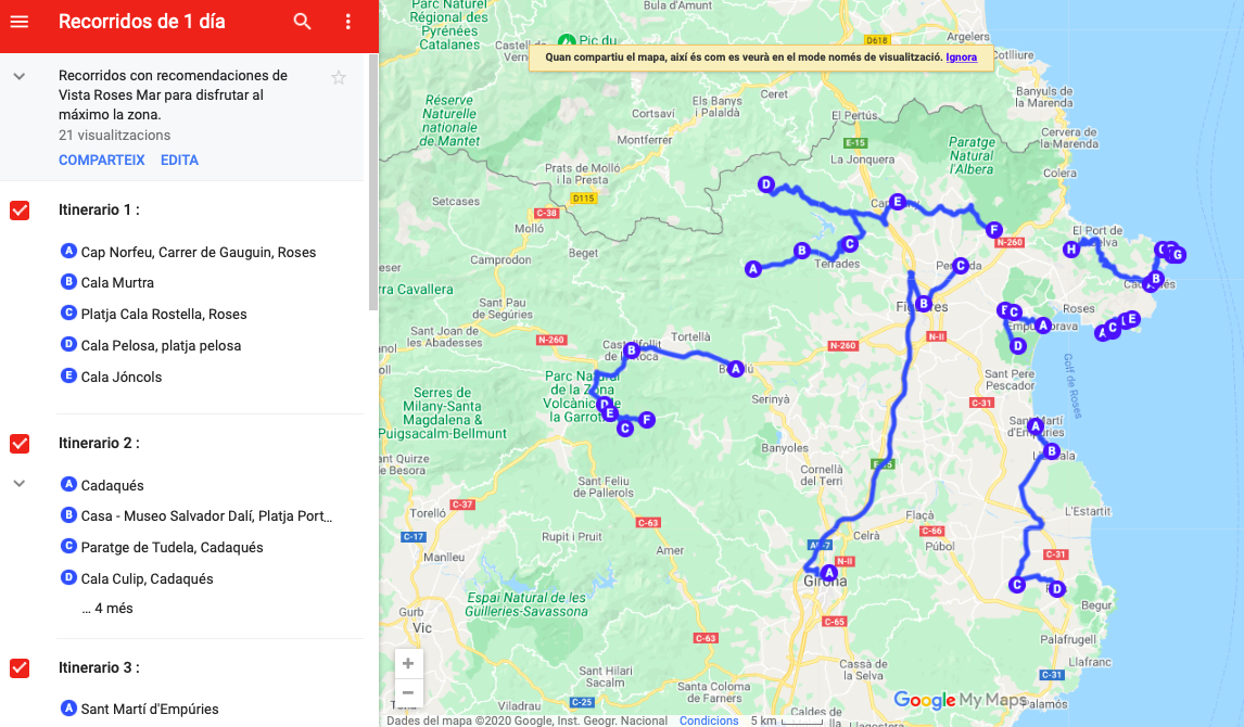 Recorridos Google maps